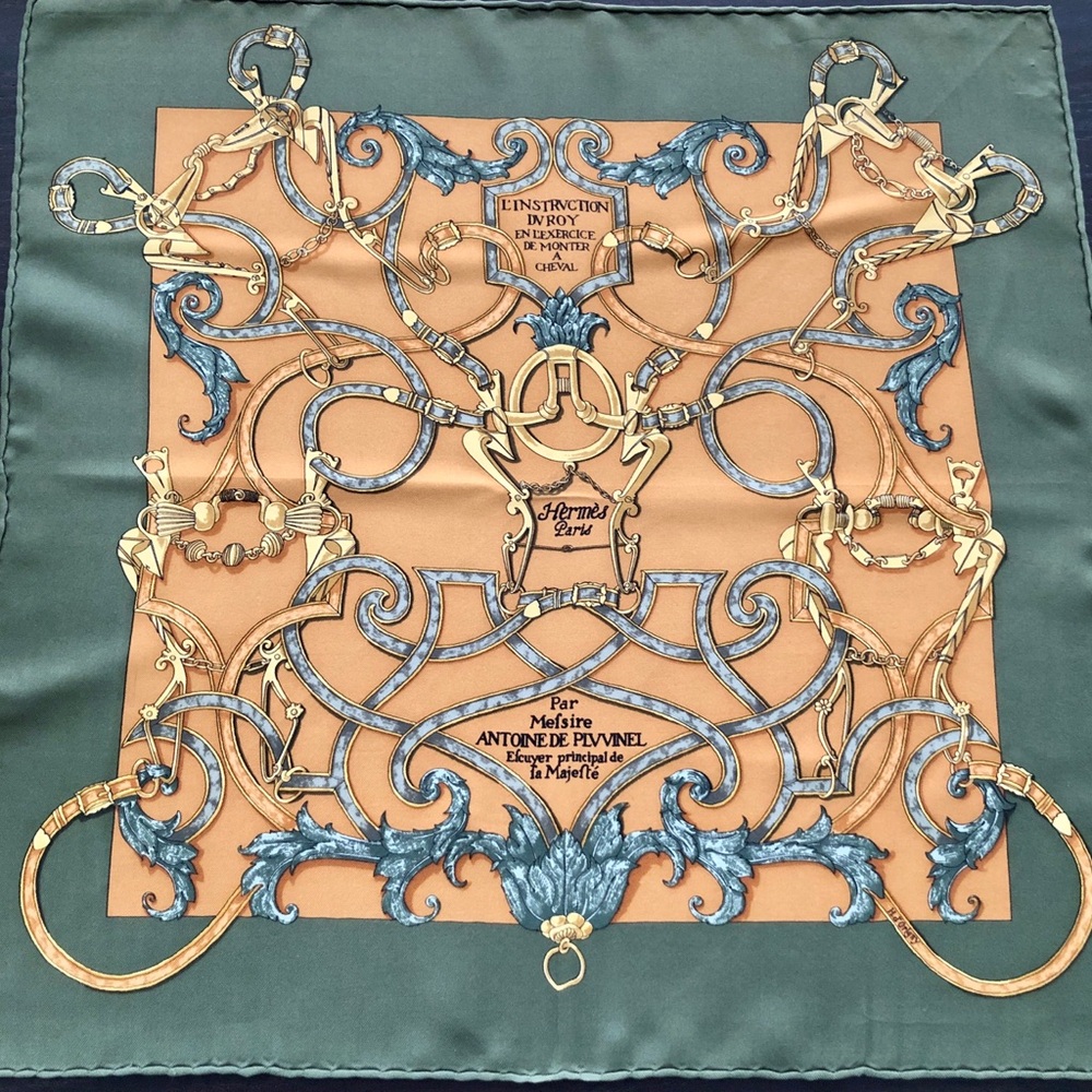 Vintage Hermès Silk Scarf 45cm L'Instruction du Roy Gavroche Pocket Square